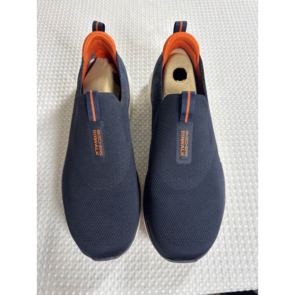 Skechers Sneakers Mens 11 GoWalk 6 Navy Orange Hyper Pillars Wide Fit NEW